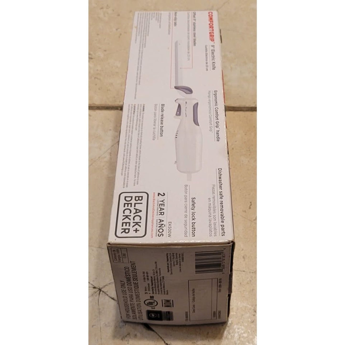 BLACK+DECKER Comfort Grip EK500W-T 9” Electric Knife - White