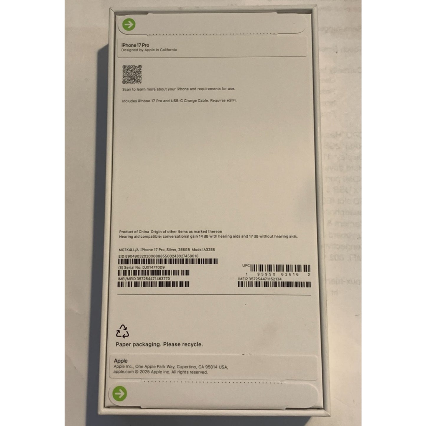 Apple iPhone 17 Pro 256 GB Silver Unlocked