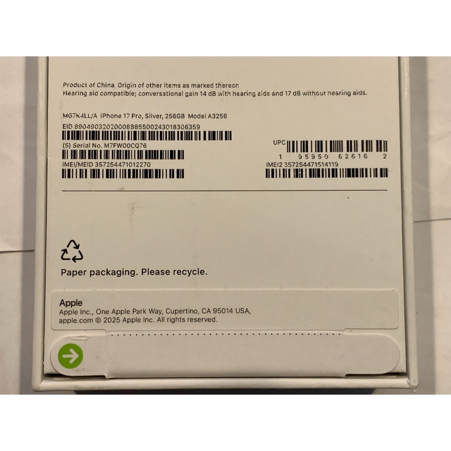 Apple iPhone 17 Pro 256 GB Silver Unlocked