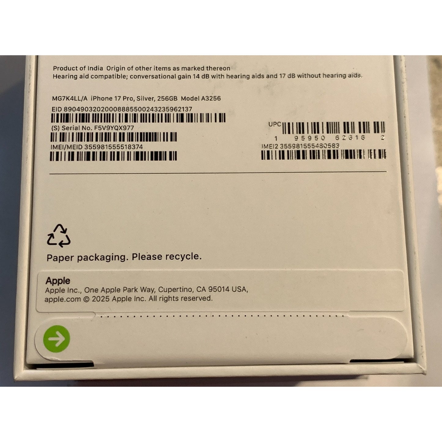 Apple iPhone 17 Pro 256 GB Silver Unlocked