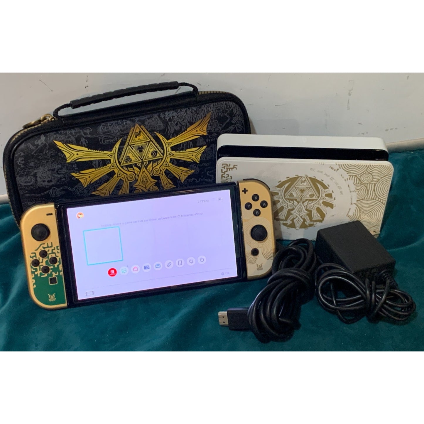 Nintendo Switch OLED Zelda Bundle L&R Joycon w/ Dock, Case, Cords