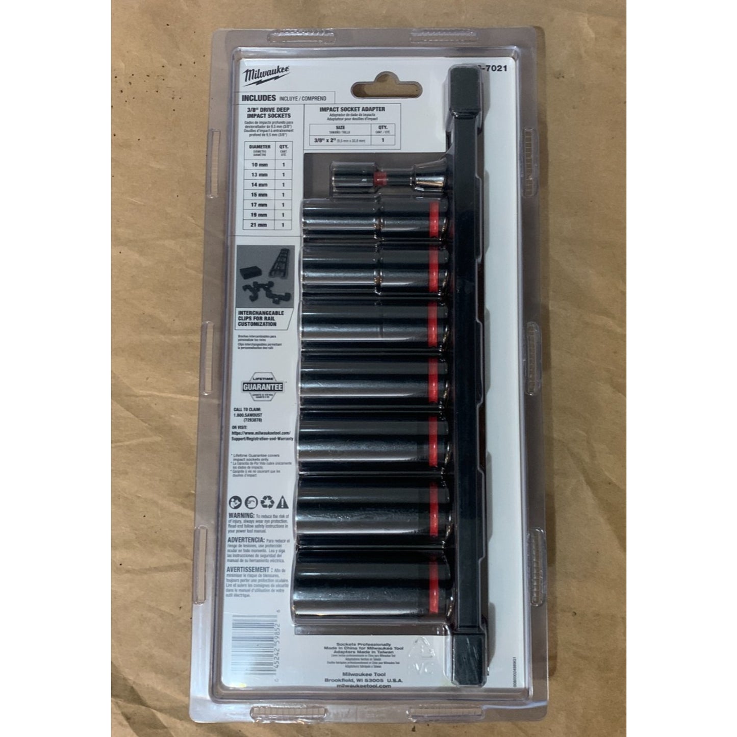 Milwaukee 49-66-7021 8PC SHOCKWAVE Impact Duty 3/8" Drive Metric Deep - 8 Piece