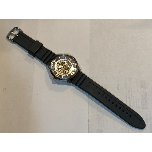 Fossil ME3041 Townsman Black Automatic Skeleton Leather band Watch 44mm