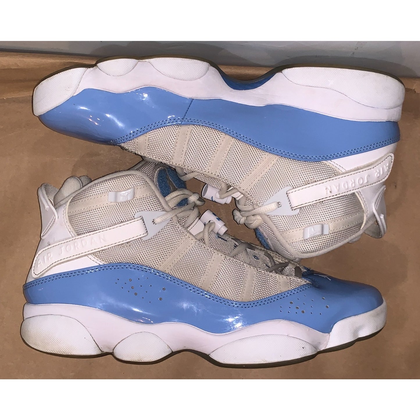 Nike Air Jordan 6 Rings UNC White Ice Blue Sneakers CW7037-100 Men's Size 10.5