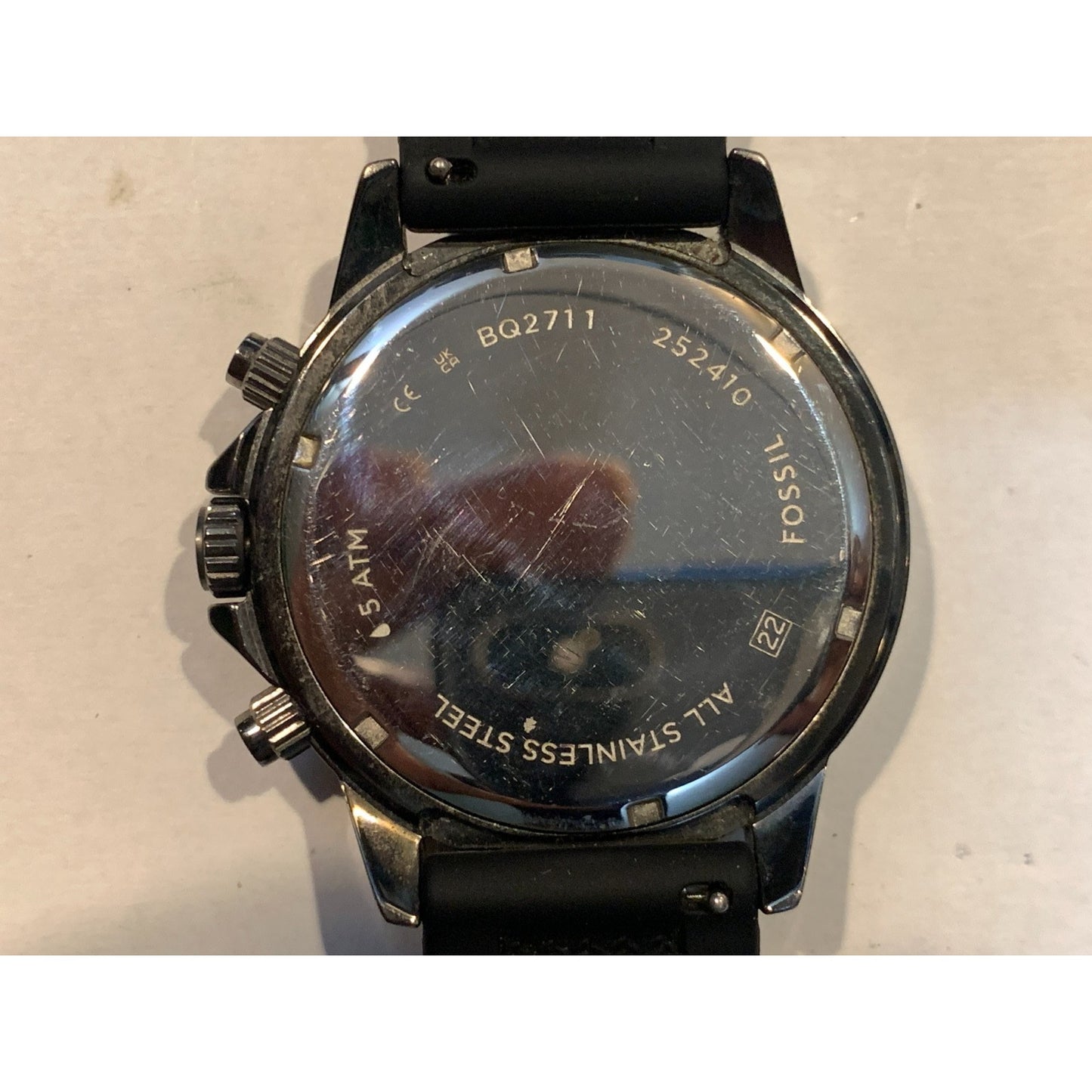 Fossil Bannon BQ2711 Men's Multifunction Gunmetal Black Silicone Watch