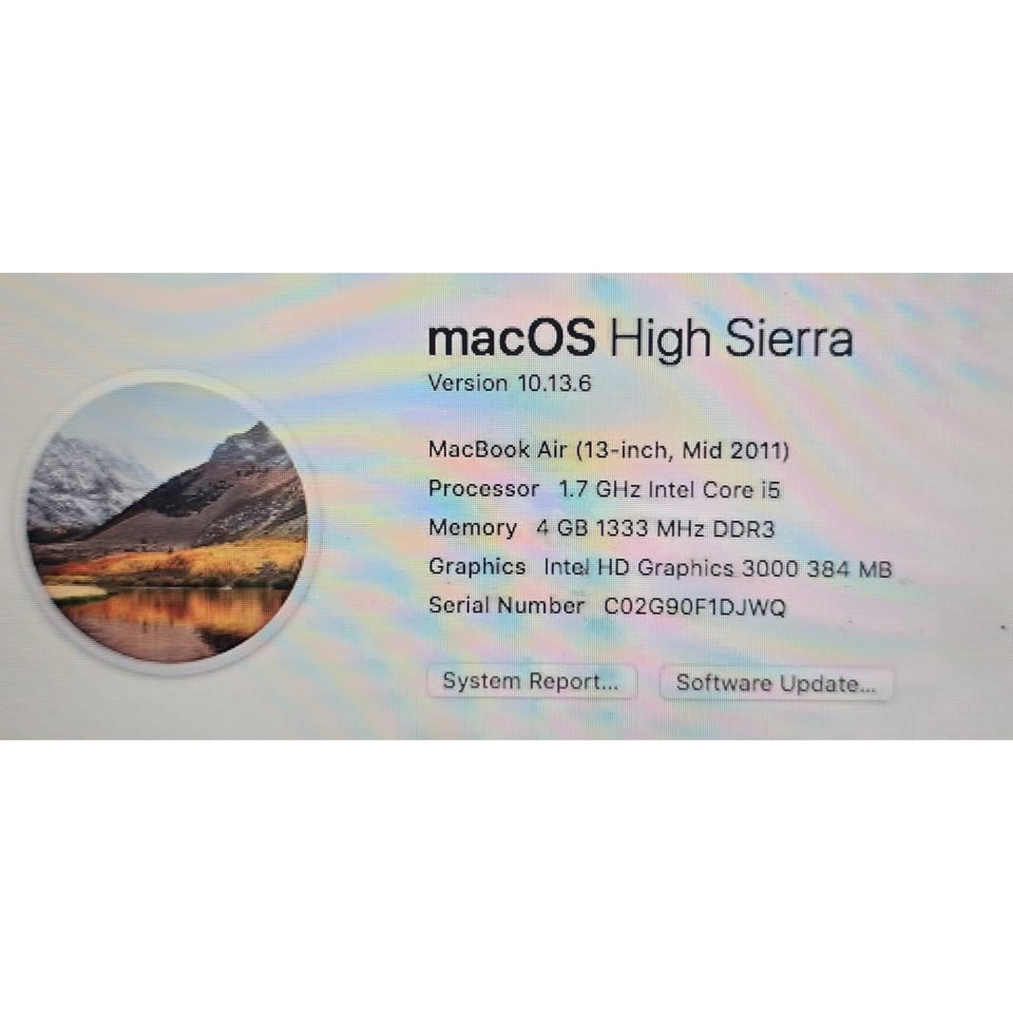 Macbook Air 2011 / Intel I5 / 128GB SSD / 4GB Ram / 13" Screen / High Sierra /