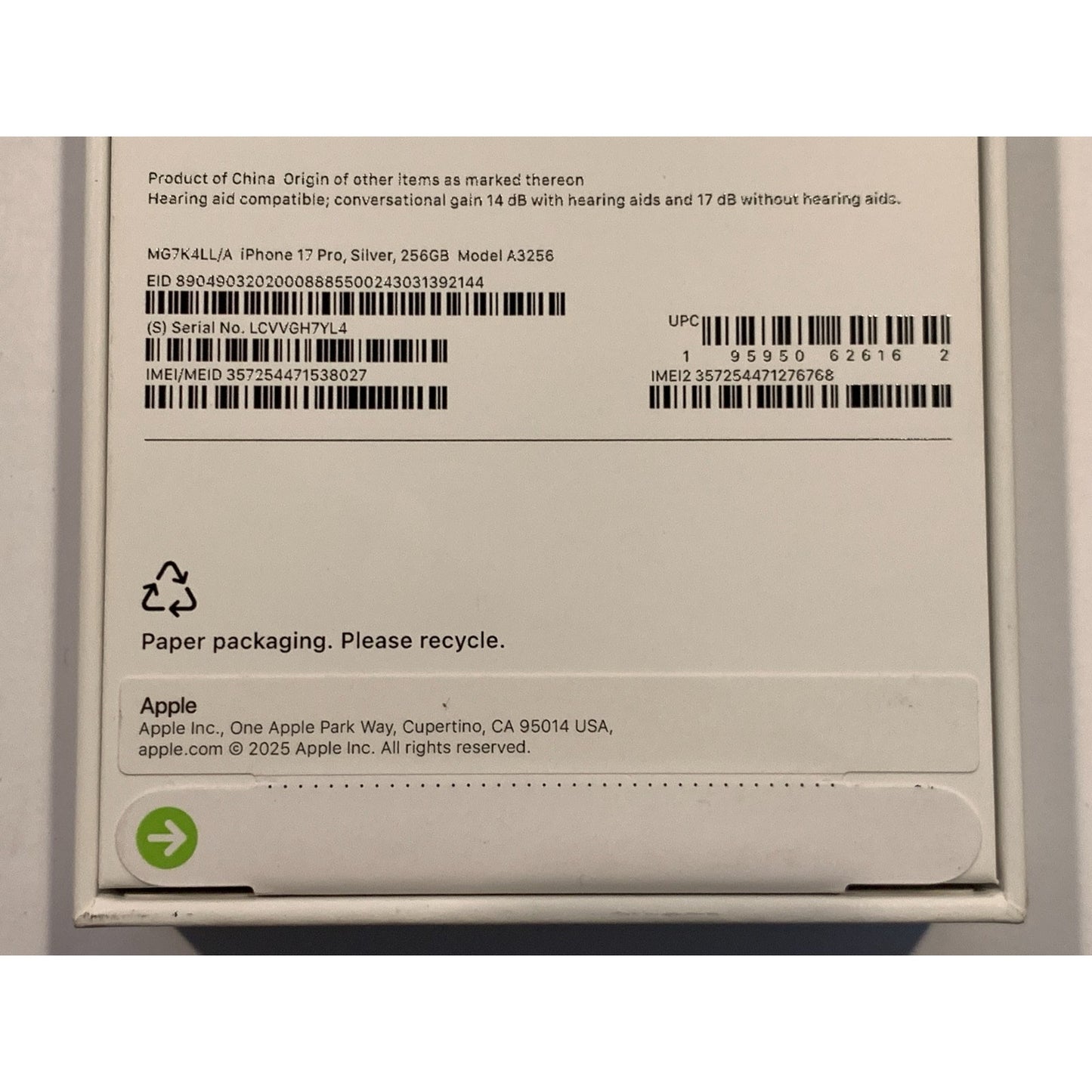 Apple iPhone 17 Pro 256 GB Silver Unlocked