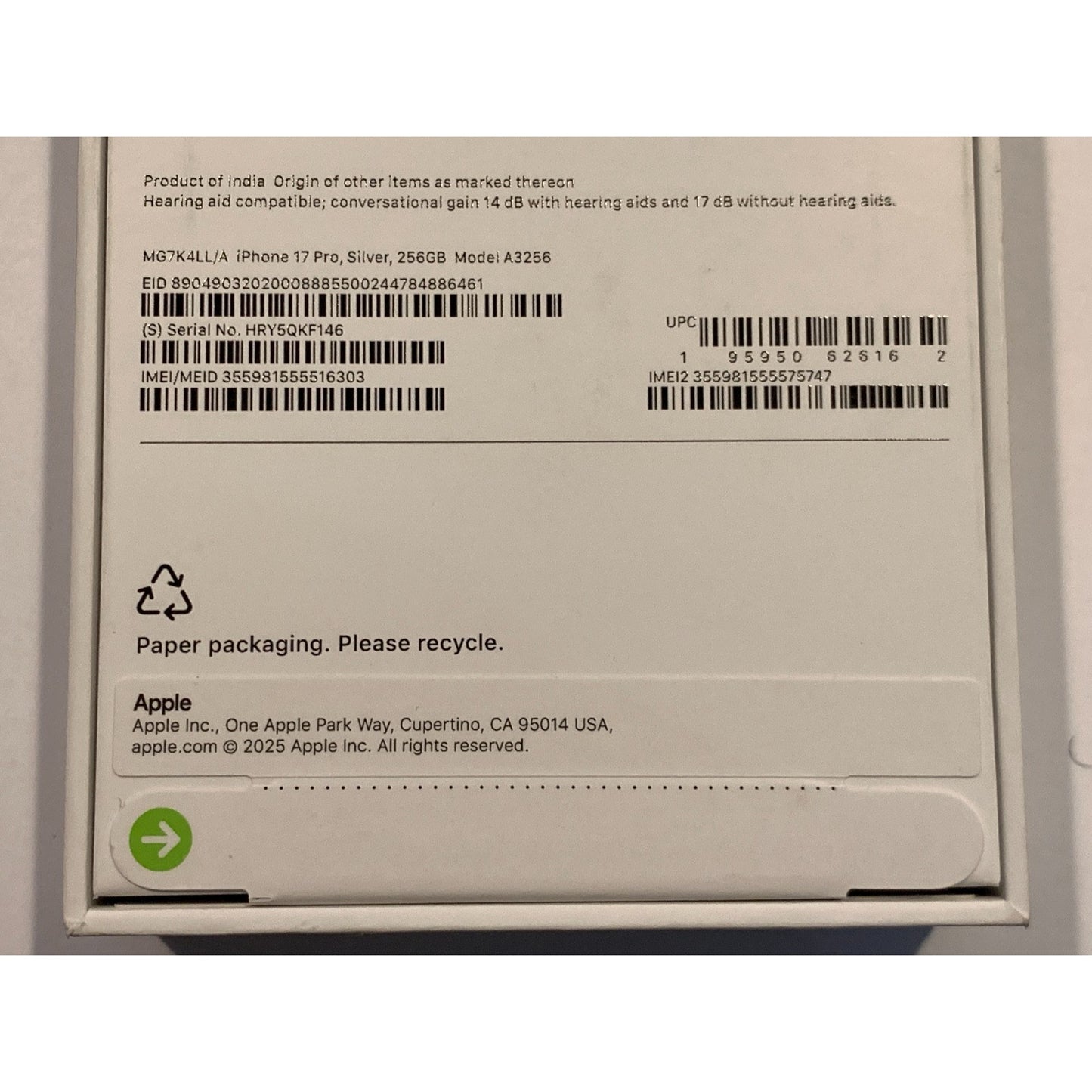 Apple iPhone 17 Pro 256 GB Silver Unlocked
