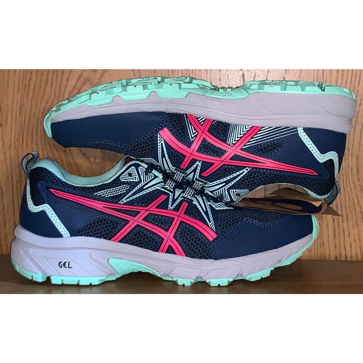 Asics Gel-Venture 8 Trail Running Shoes Sneakers Women's Size 6 Blue Pink