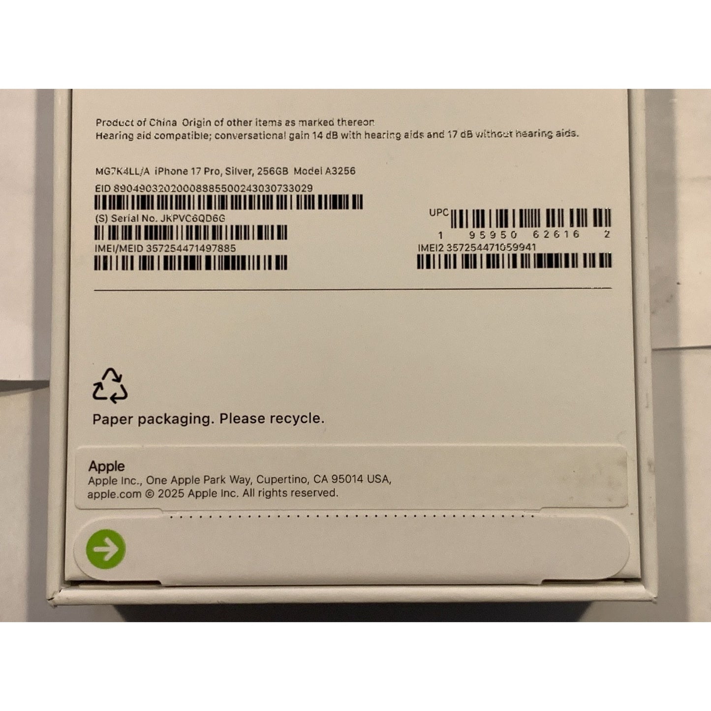 Apple iPhone 17 Pro 256 GB Silver Unlocked