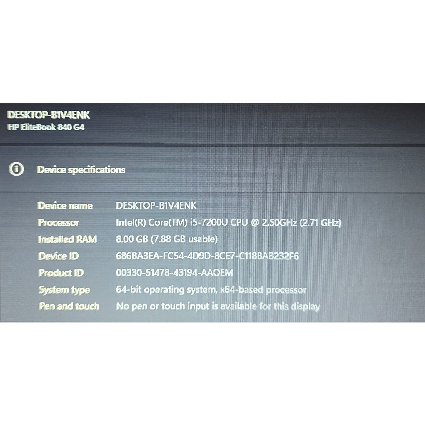 HP EliteBook 840 G4 Laptop Intel i5-7th Gen 8GB RAM 256GB NVMe Win 11 Home