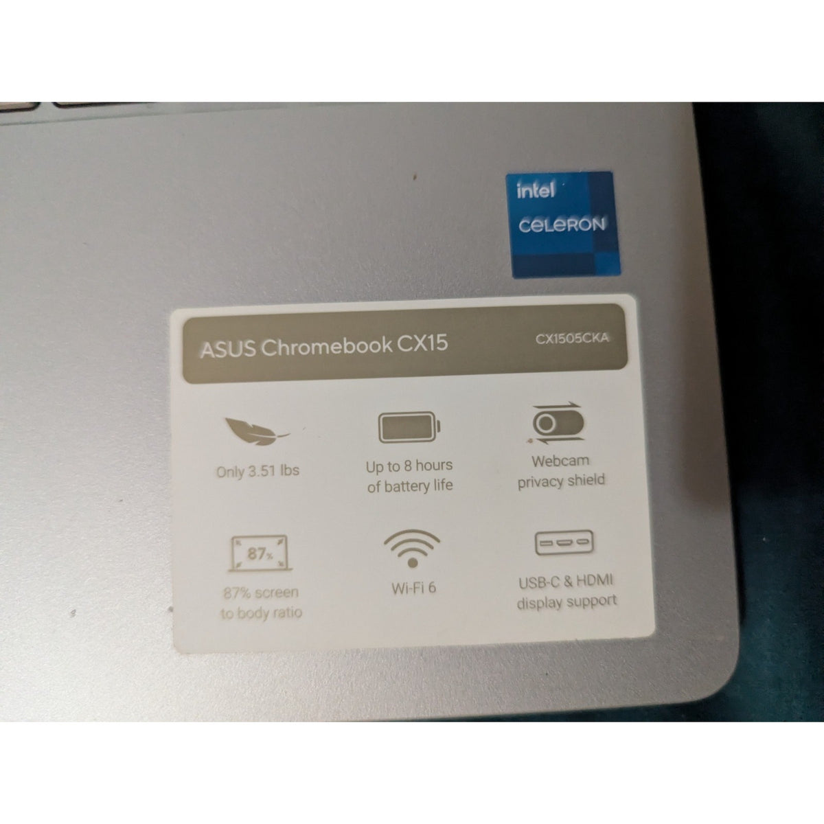 Asus Chromebook CX1 CX1505CKA Intel Celeron N3350 128SSD 8Ram