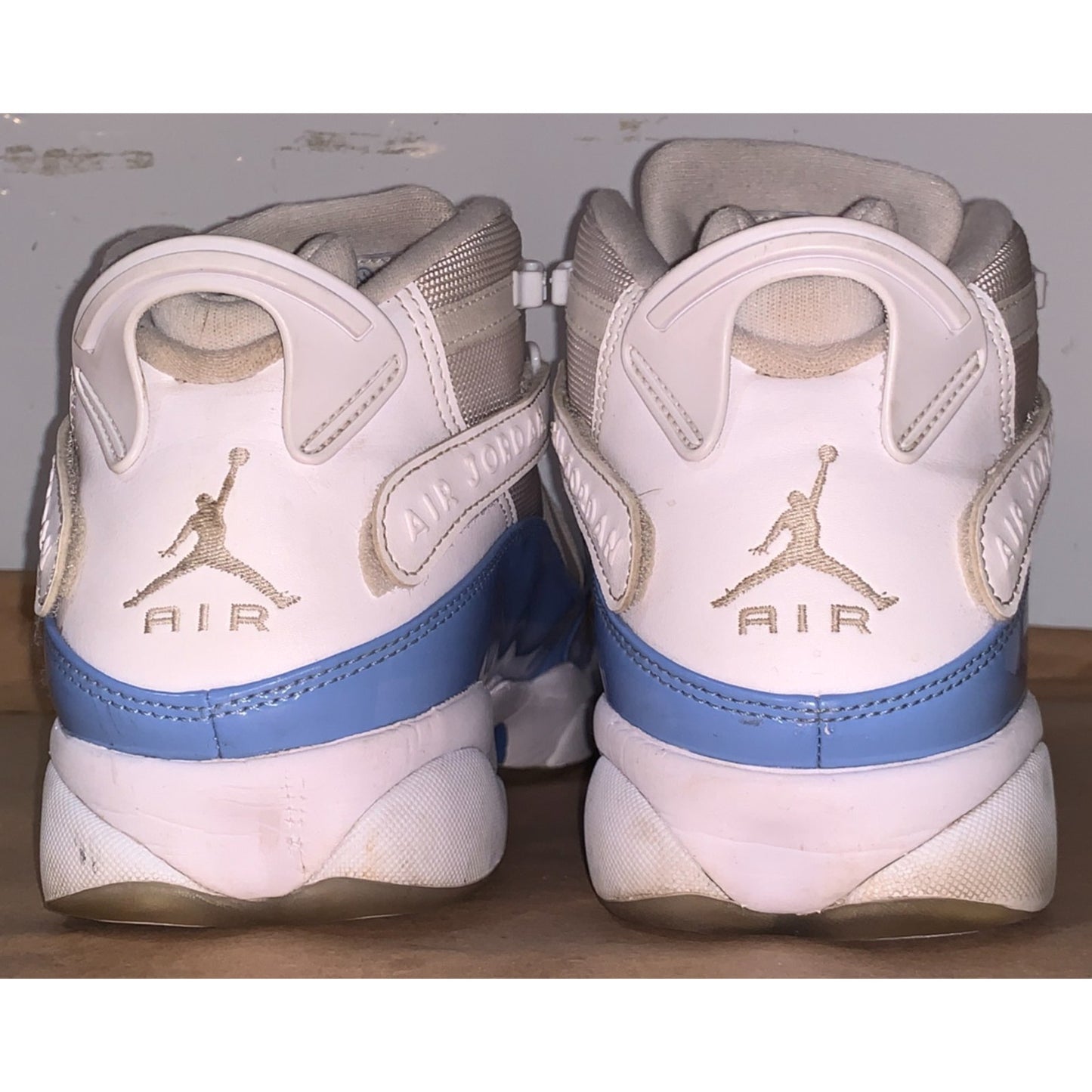 Nike Air Jordan 6 Rings UNC White Ice Blue Sneakers CW7037-100 Men's Size 10.5