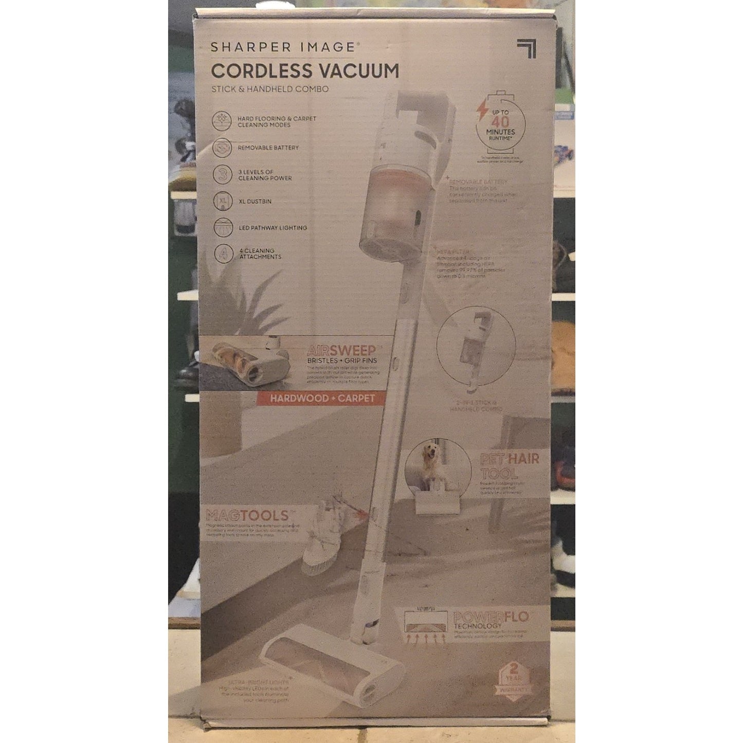 Sharper Image 2-in-1 Brushed Motor Cordless Stick and Handheld Vacuum White