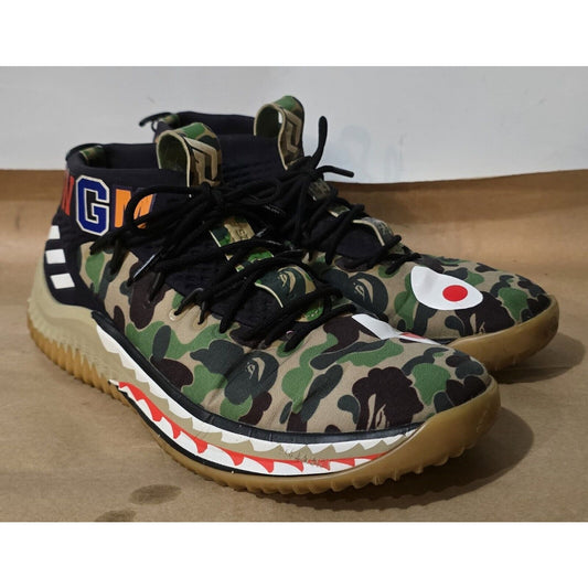 Adidas Dame 4 x A Bathing Ape Green Camo 2018 Sneakers AP9974 Men's 9.5