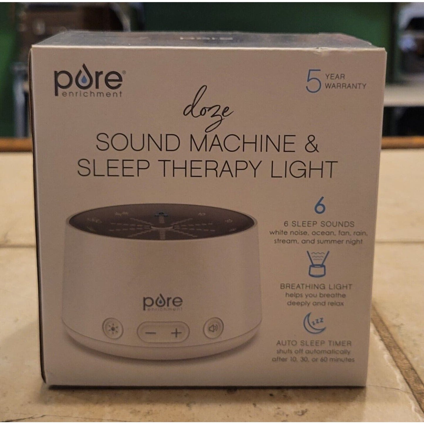 Pure Enrichment Doze Sound Machine & Sleep Therapy Breathing Light Auto NEW