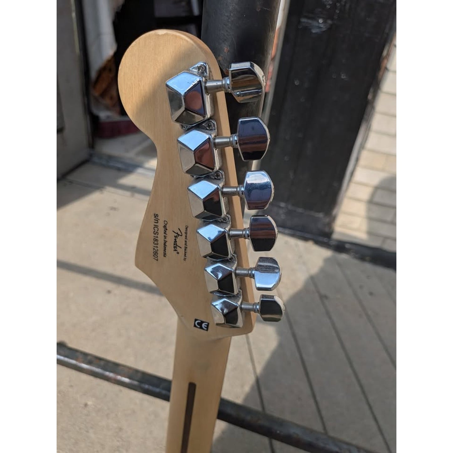 Fender Squire Strat 6 String Electric Guitar / Black and Brown