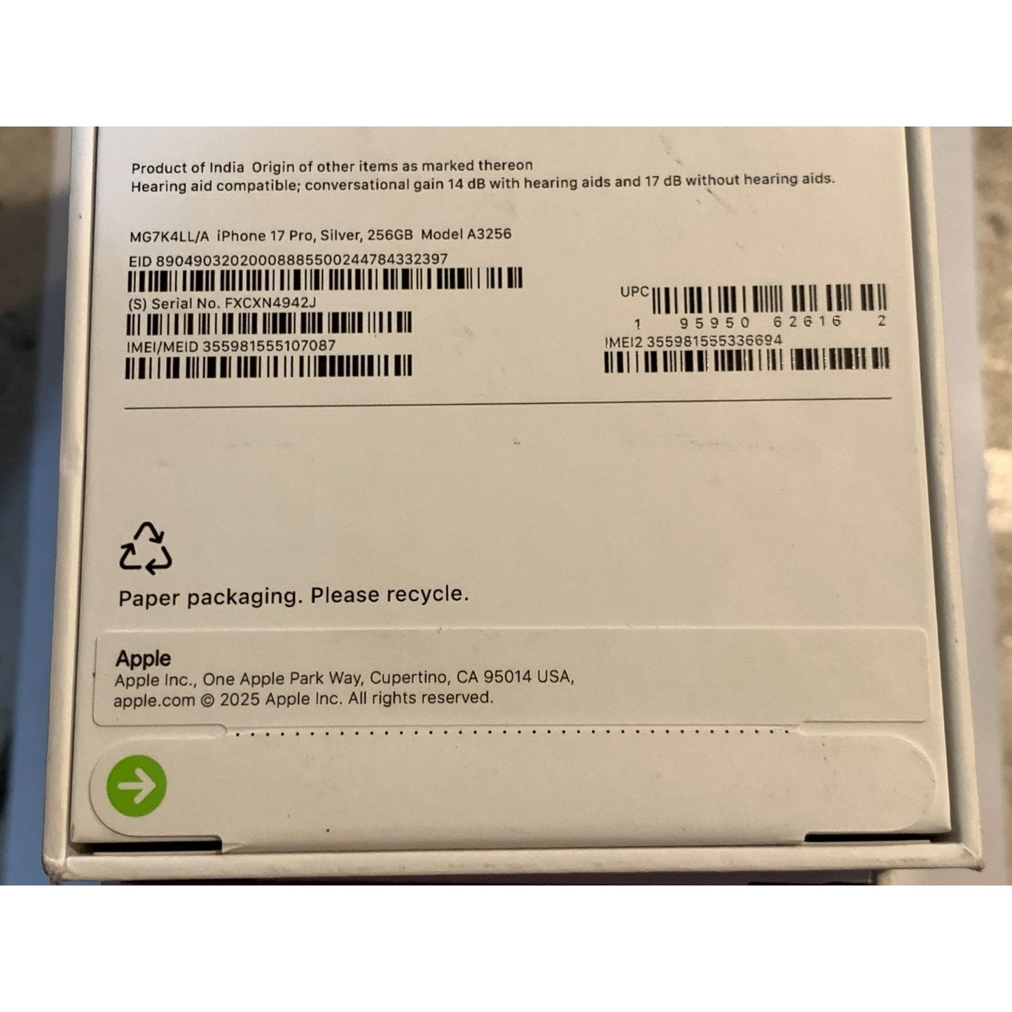 Apple iPhone 17 Pro 256 GB Silver Unlocked