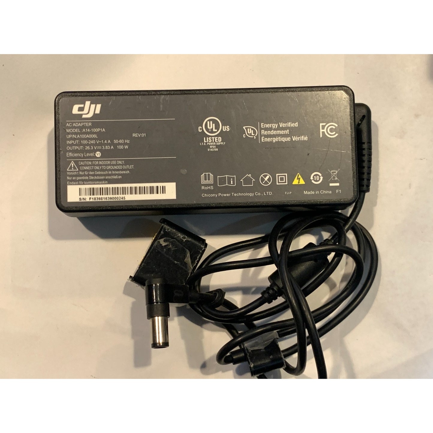 Original DJI A14-100P1A 100W Charger – For Inspire 1 & Matrice 100/600, 26.3V
