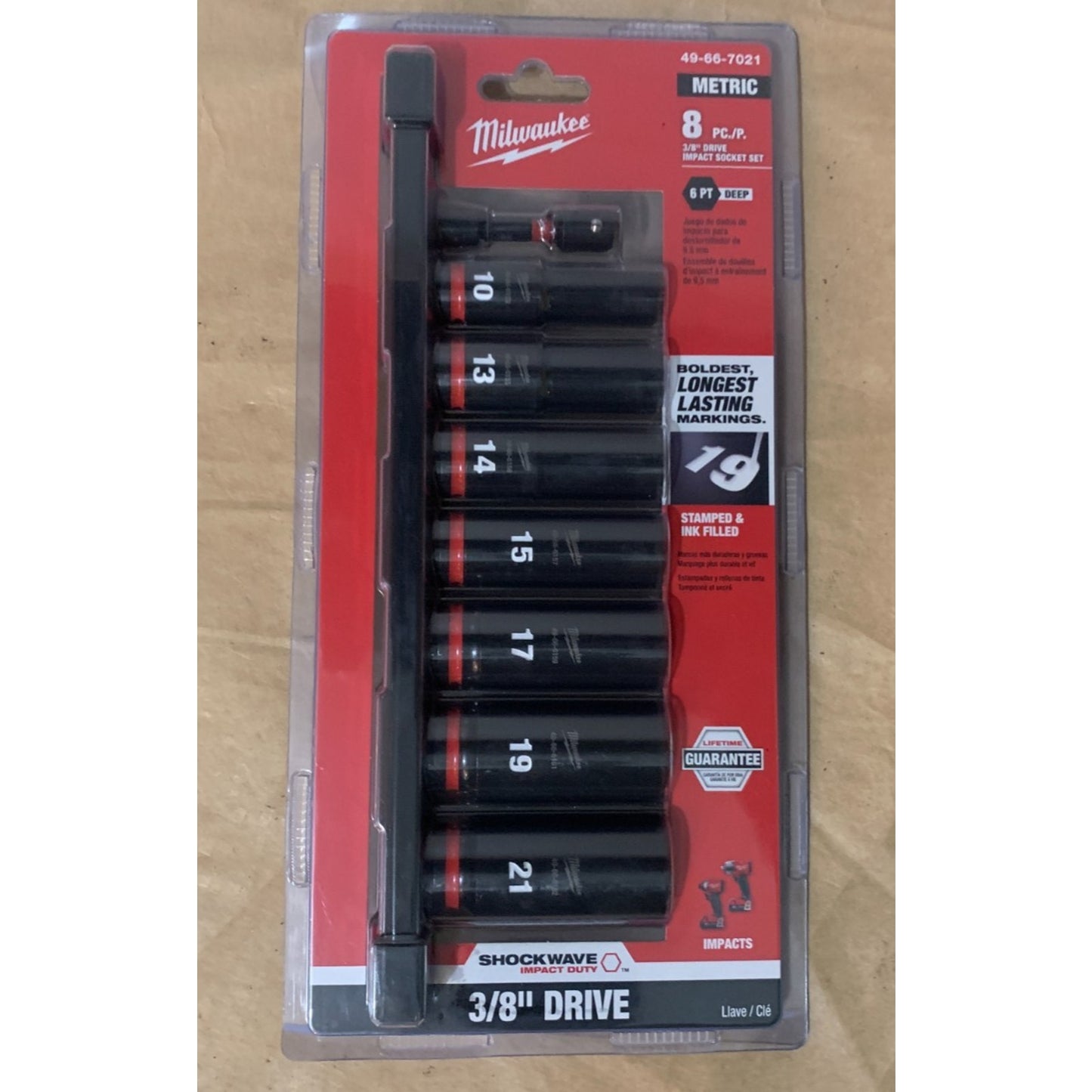Milwaukee 49-66-7021 8PC SHOCKWAVE Impact Duty 3/8" Drive Metric Deep - 8 Piece