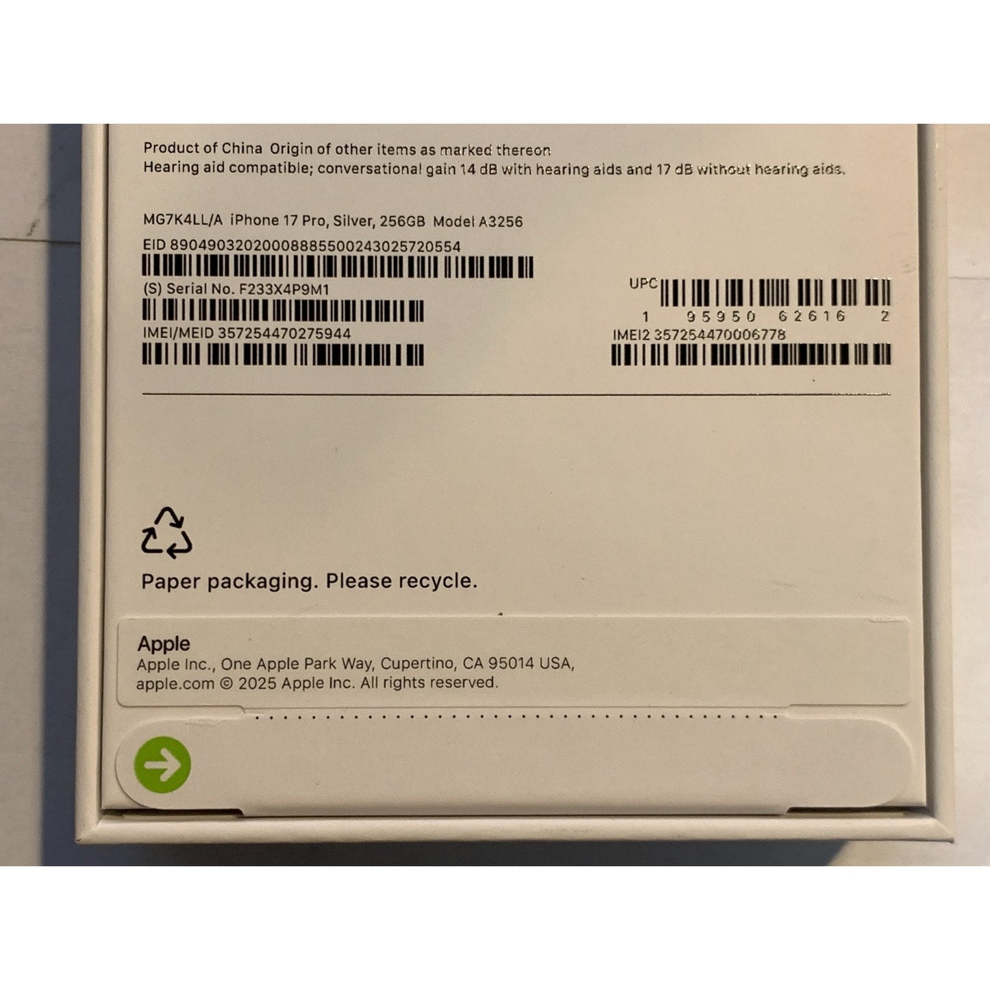 Apple iPhone 17 Pro 256 GB Silver Unlocked