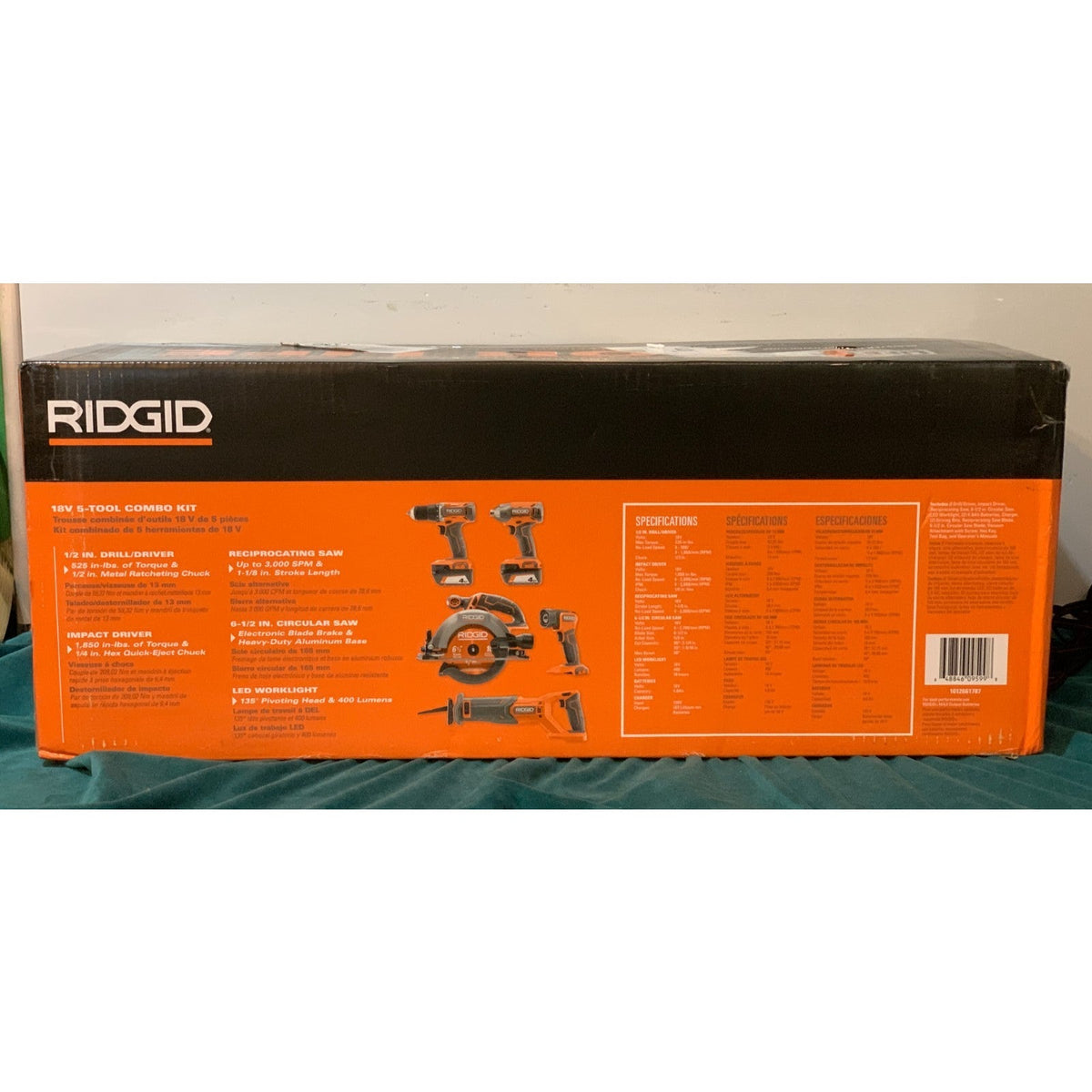 RIDGID 18V Cordless 5-Tool Combo Kit Set R96255 4.0Ah Batteries + Charger