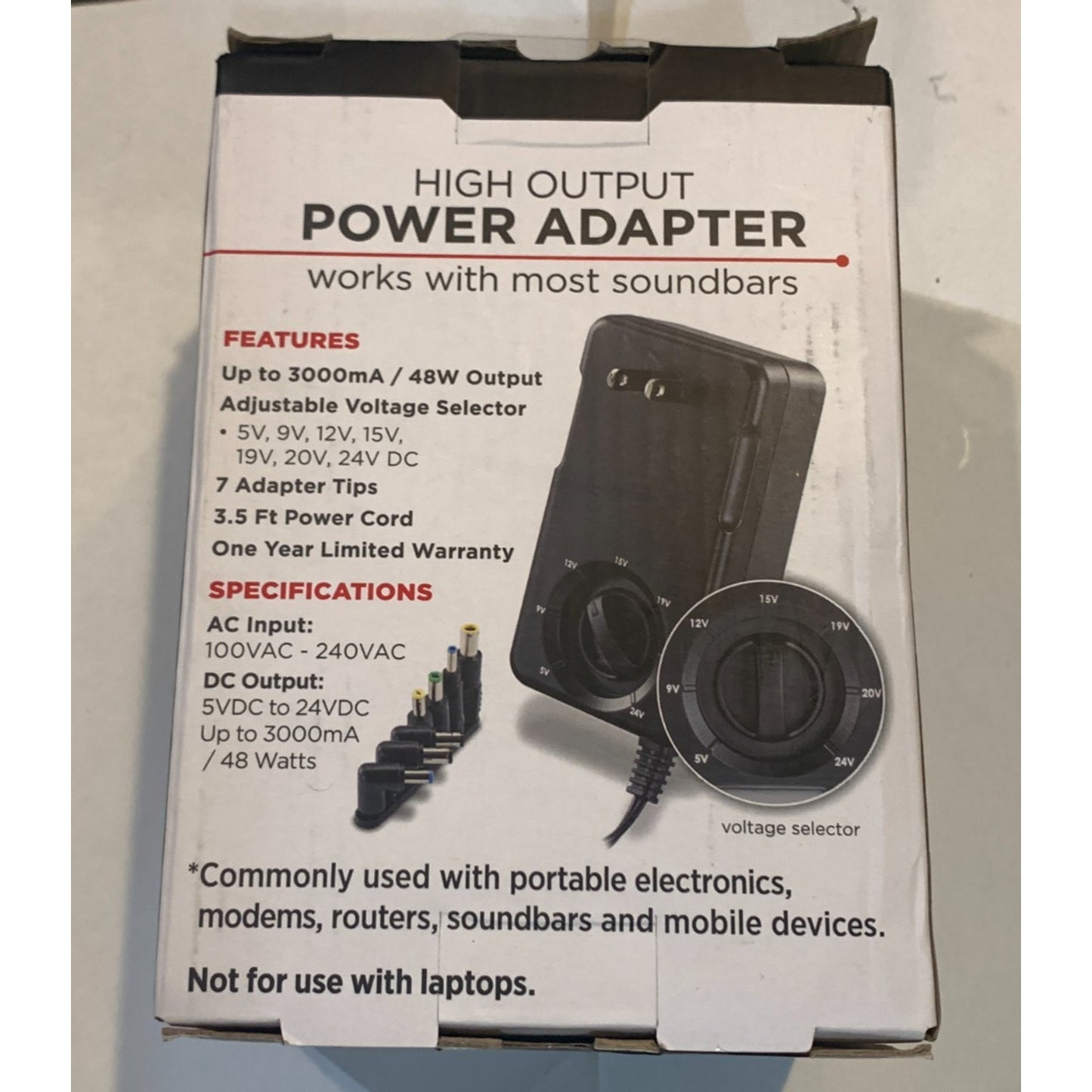 CyberPower High Output Power Adapter CPUAC3000 Universal Adjustable 48W/3000mA