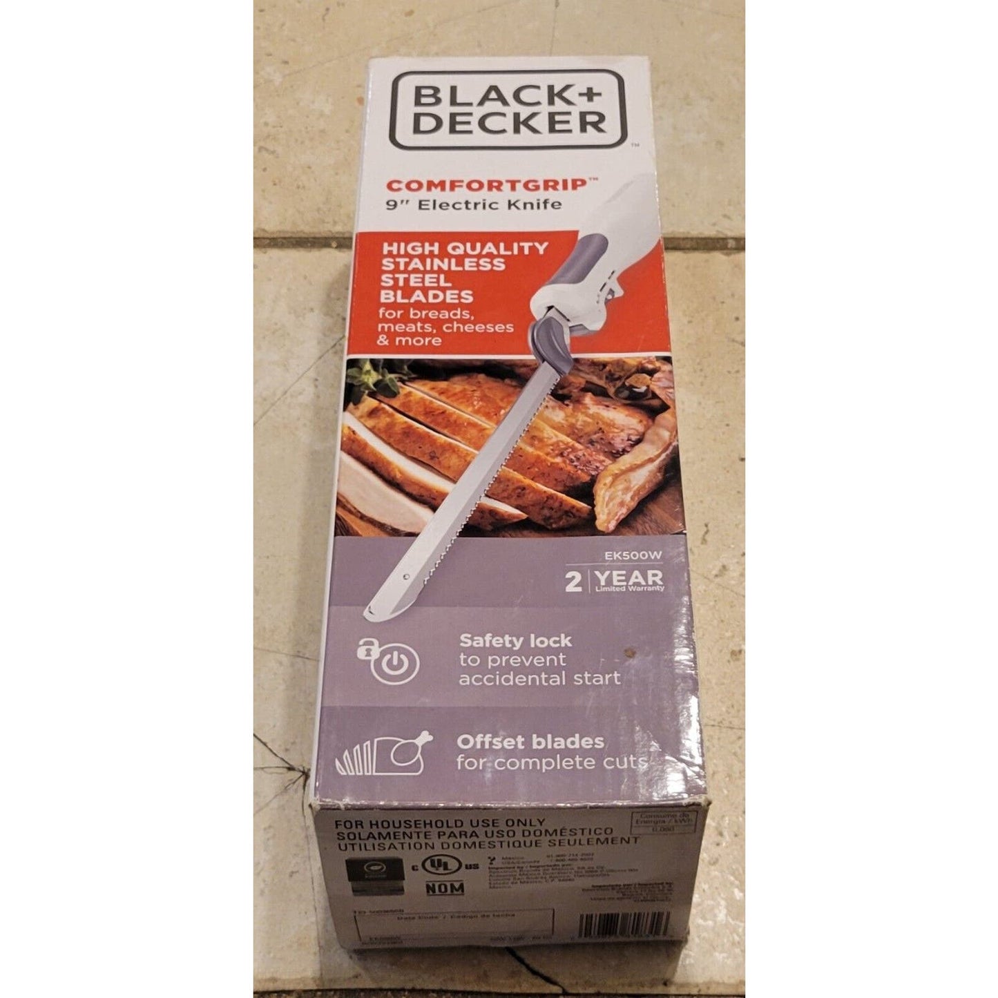 BLACK+DECKER Comfort Grip EK500W-T 9” Electric Knife - White