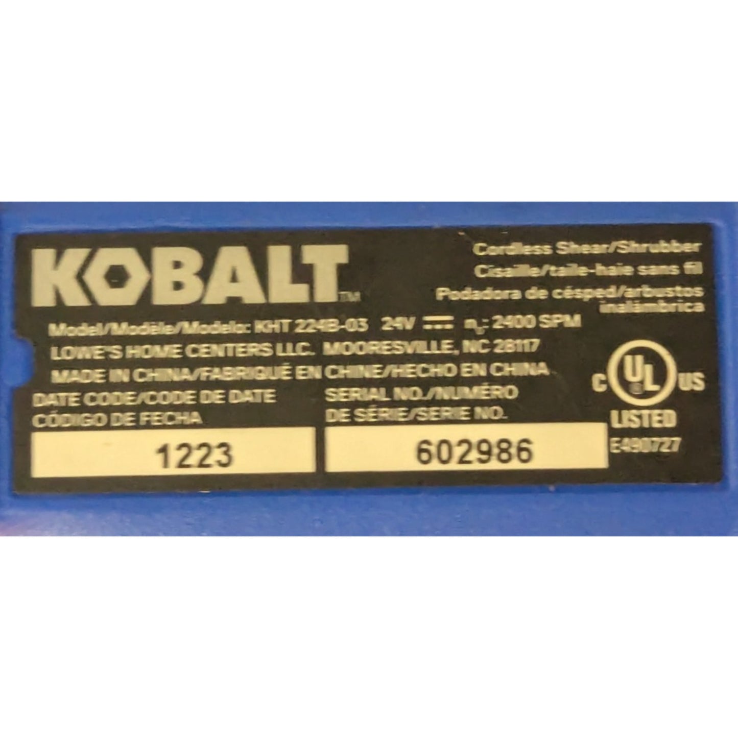 Kobalt 24V 8 Battery Hedge Trimmer