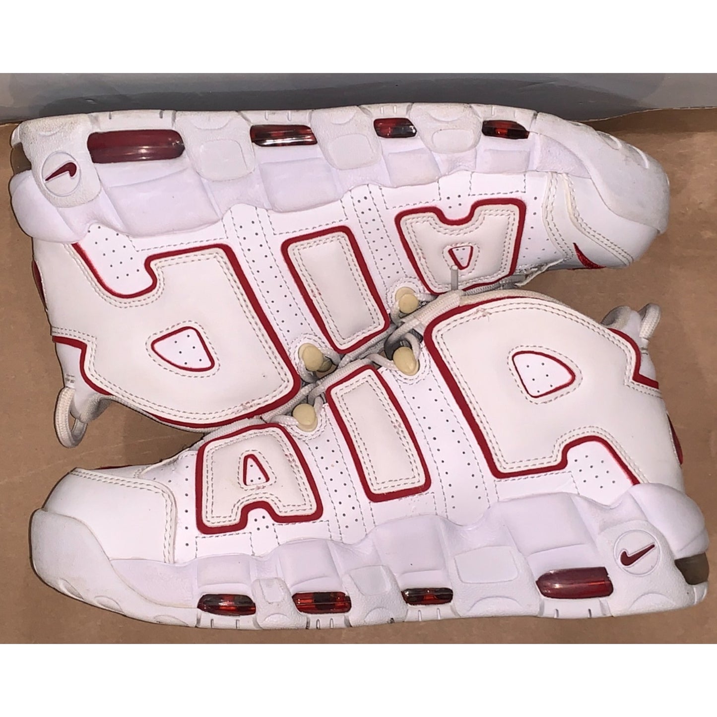 Nike Air More Uptempo '96 White Varsity Red Sneakers 921948-102 Size 8