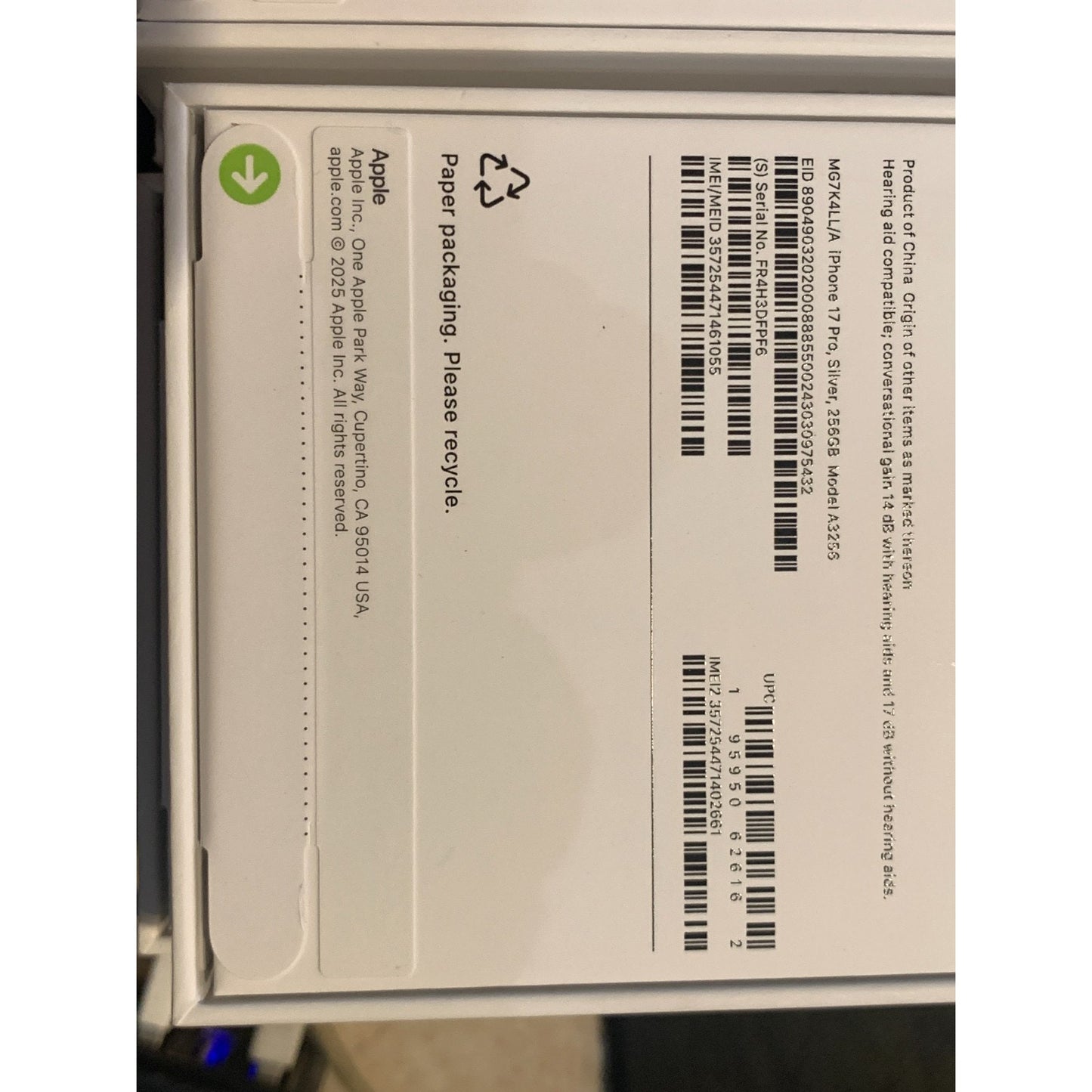 Apple iPhone 17 Pro 256 GB Silver Unlocked