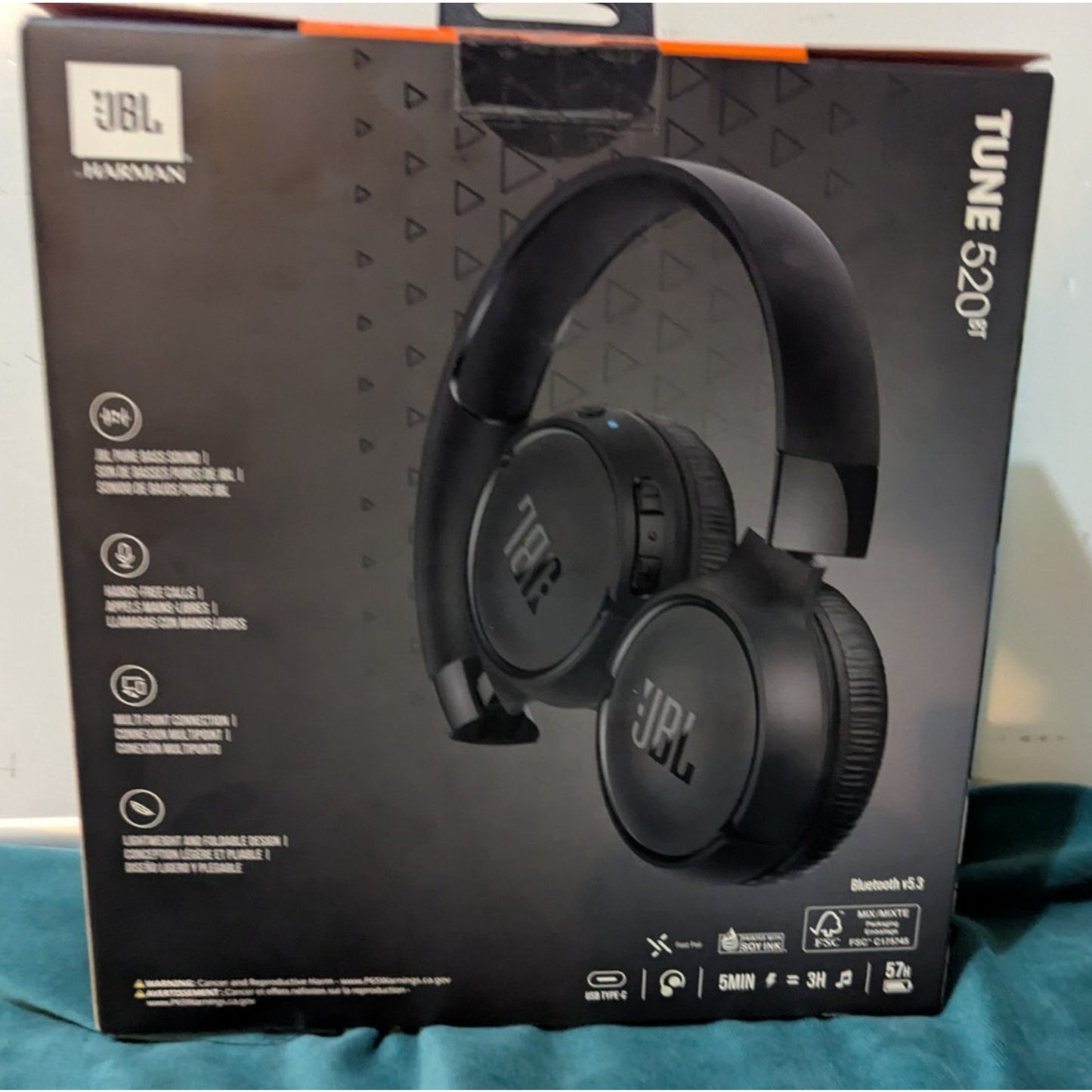 JBL Tune 520BT On-Ear Bluetooth Wireless Headphones Black