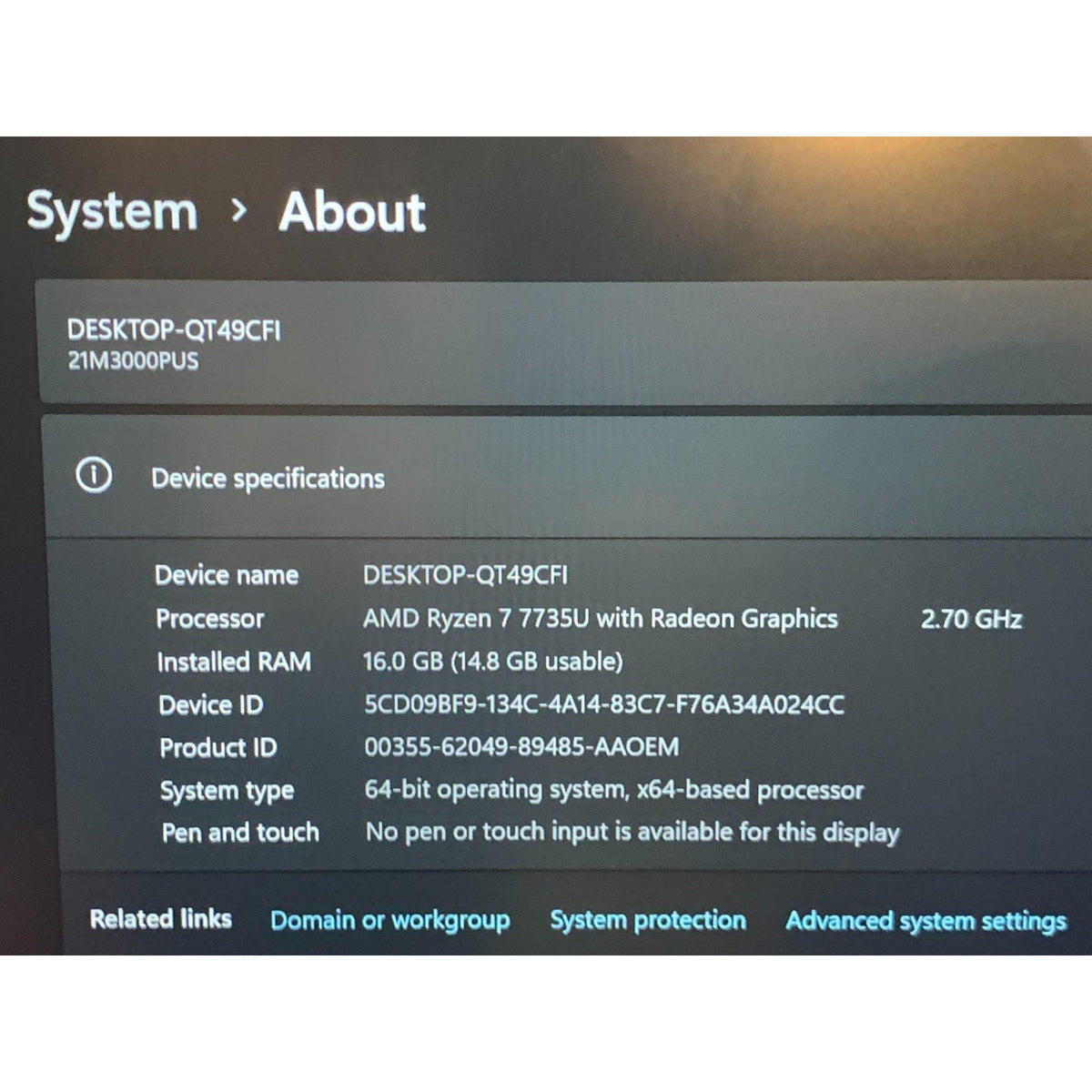 LENOVO ThinkPad E14 Gen 6 14" 512gb SSD 16GB Ram Ryzen 7 7735U AMD Radeon