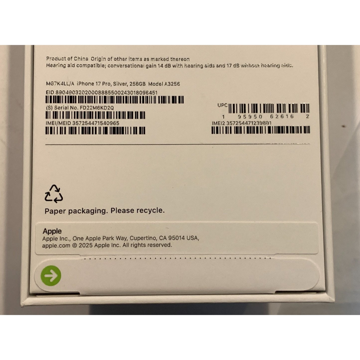 Apple iPhone 17 Pro 256 GB Silver Unlocked