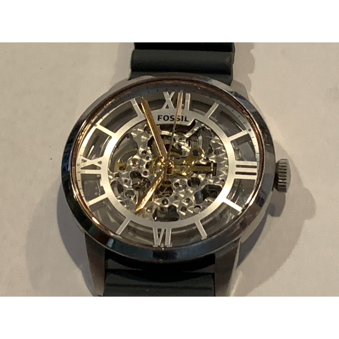 Fossil ME3041 Townsman Black Automatic Skeleton Leather band Watch 44mm