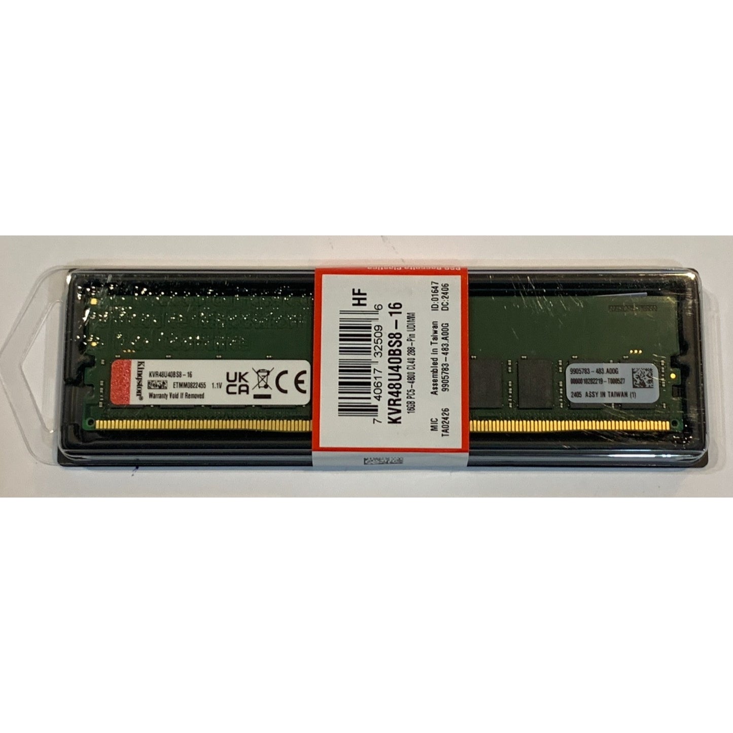 Kingston 16GB DDR5 4800MT DIMM CL40 1Rx8 Ram Memory KVR48U40BS8-16