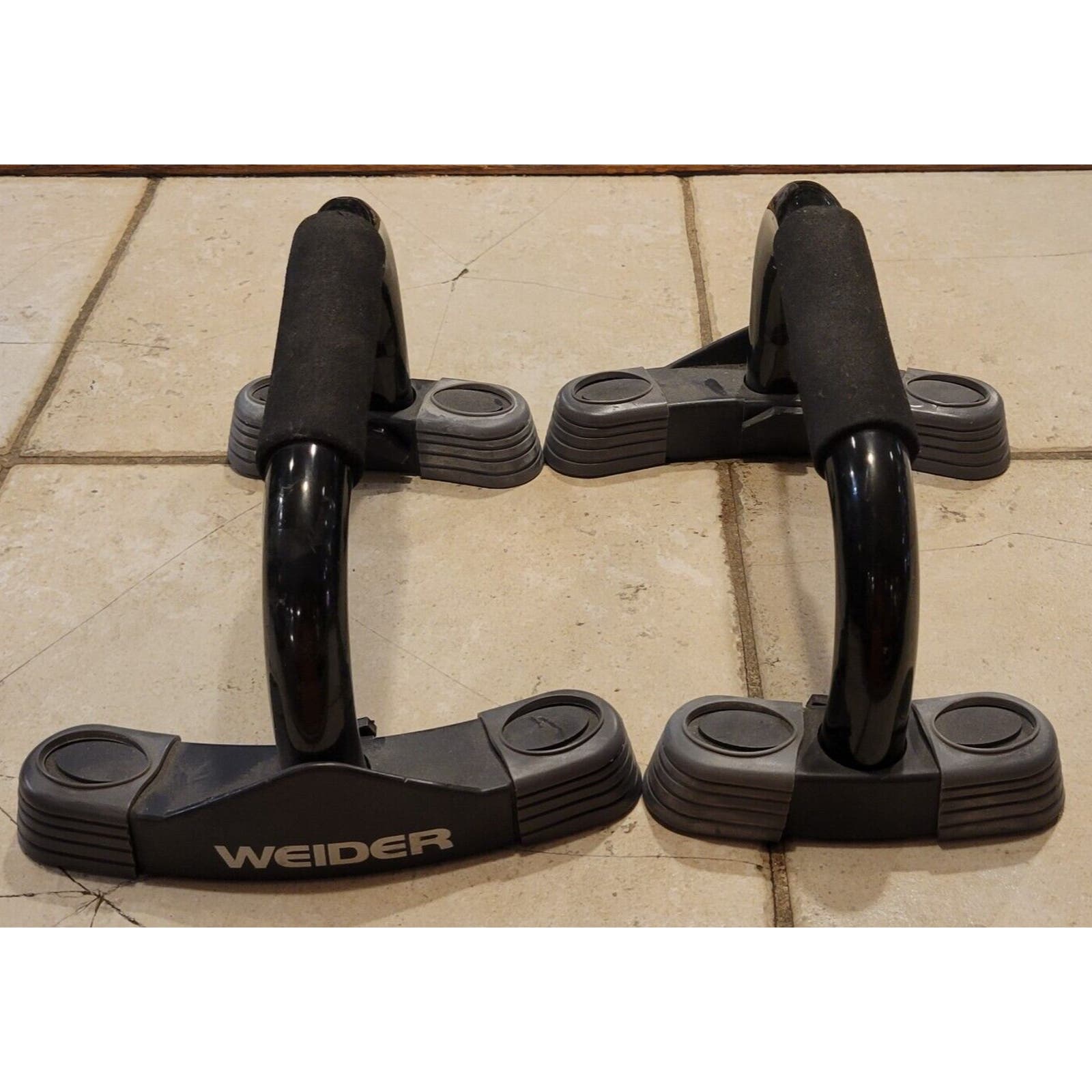 Weider Push-Up Hand Bars Set of Two Padded Grips Black Workout Fitness ...