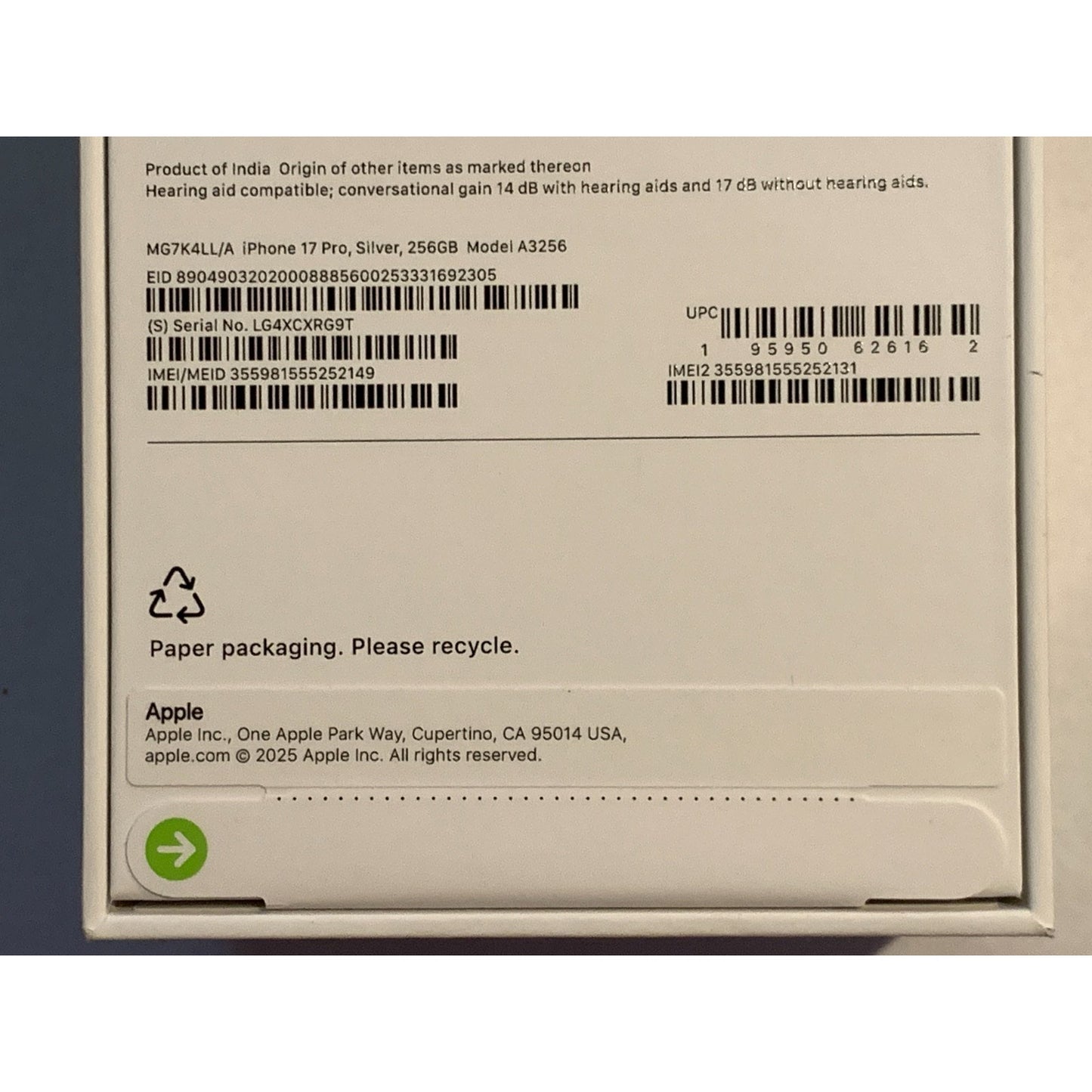 Apple iPhone 17 Pro 256 GB Silver Unlocked