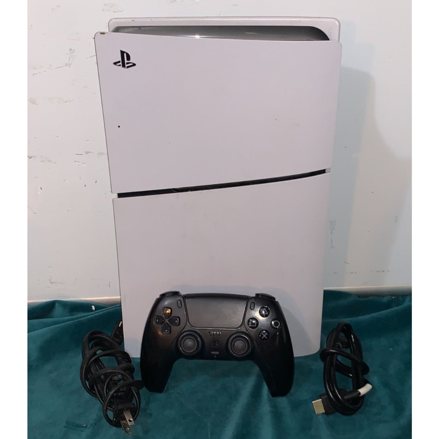 Sony PS5 Slim Digital Edition 1TB Video Game Console - White Wires & Controller