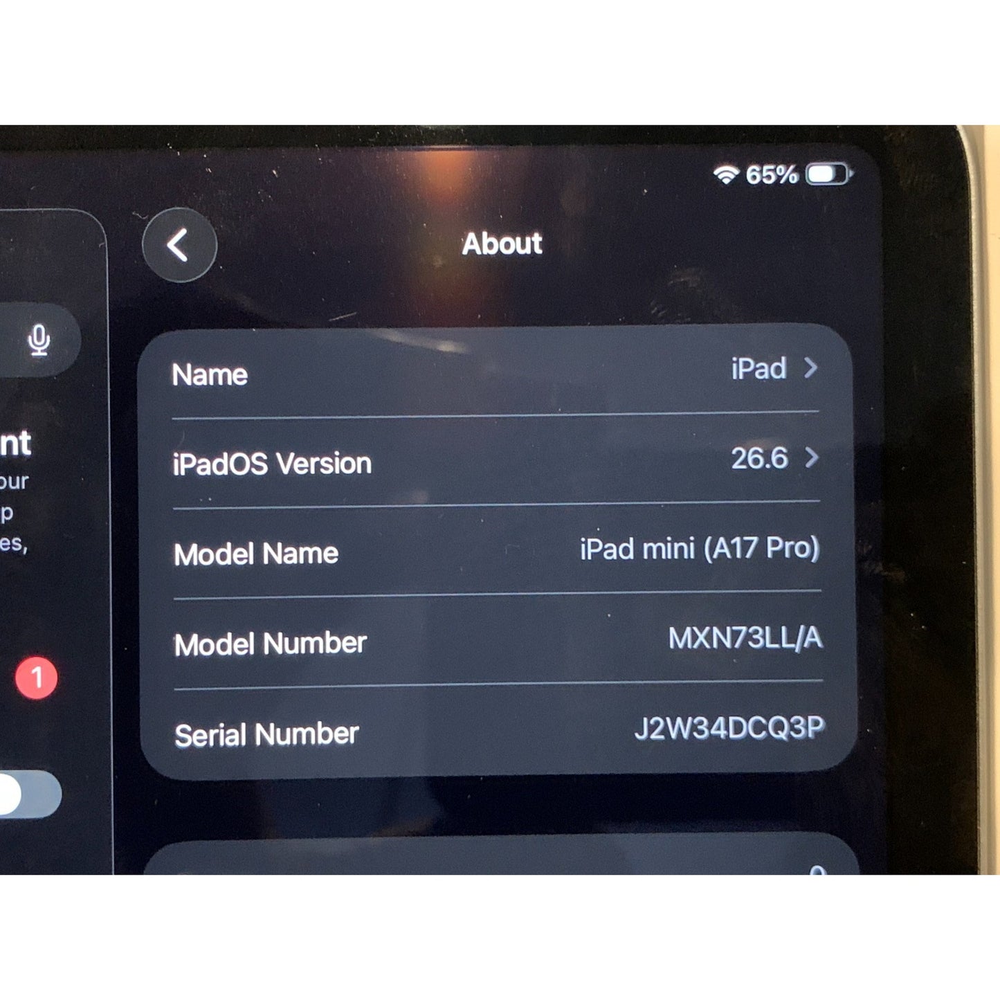 Apple iPad mini (A17 Pro) 128GB Space Gray MXN63LL/A Model A2993
