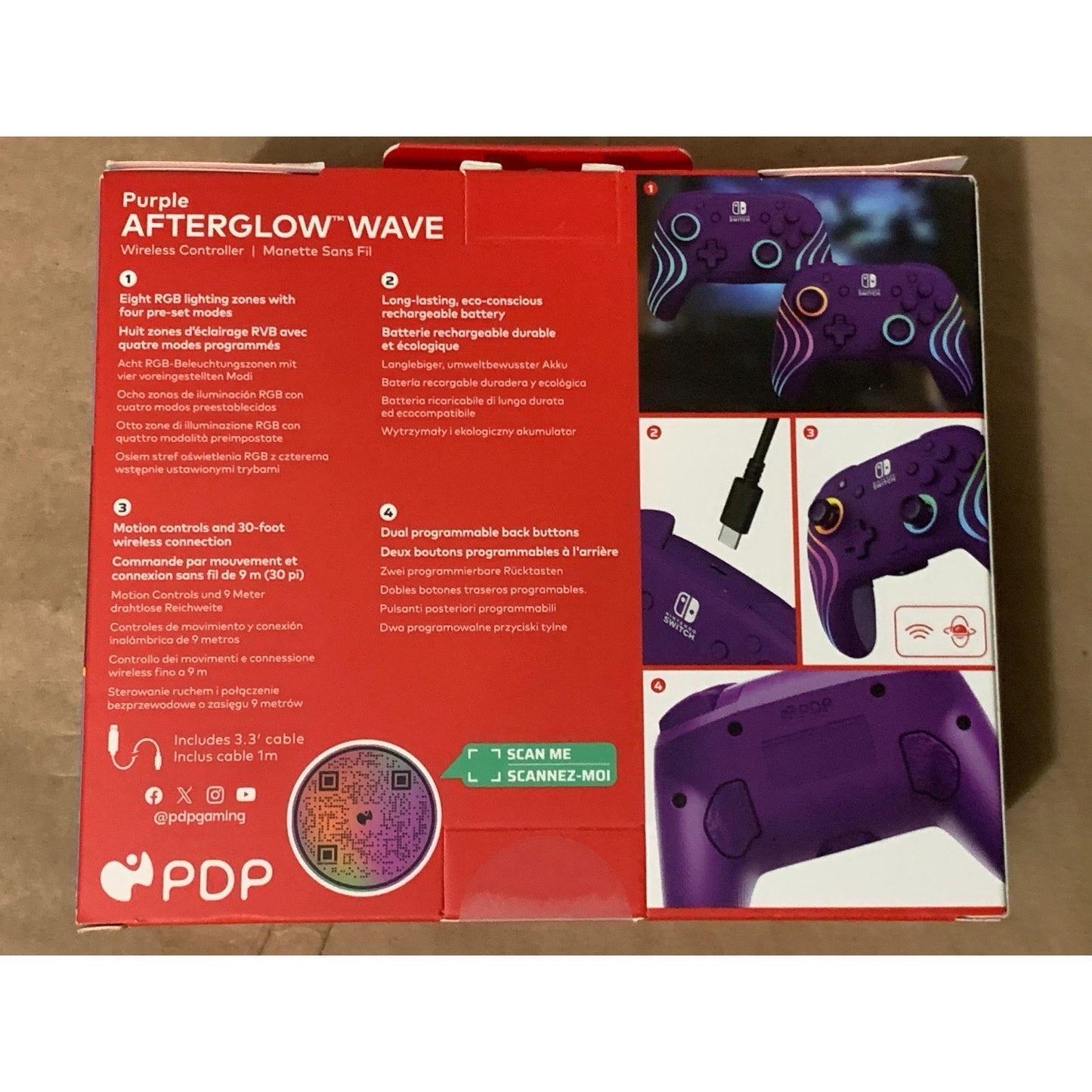 PDP Afterglow Wave Wireless Controller for Nintendo Switch - RGB Lighting