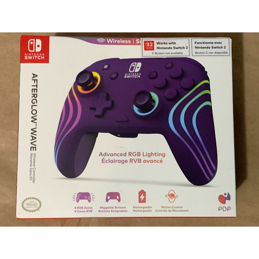 PDP Afterglow Wave Wireless Controller for Nintendo Switch - RGB Lighting
