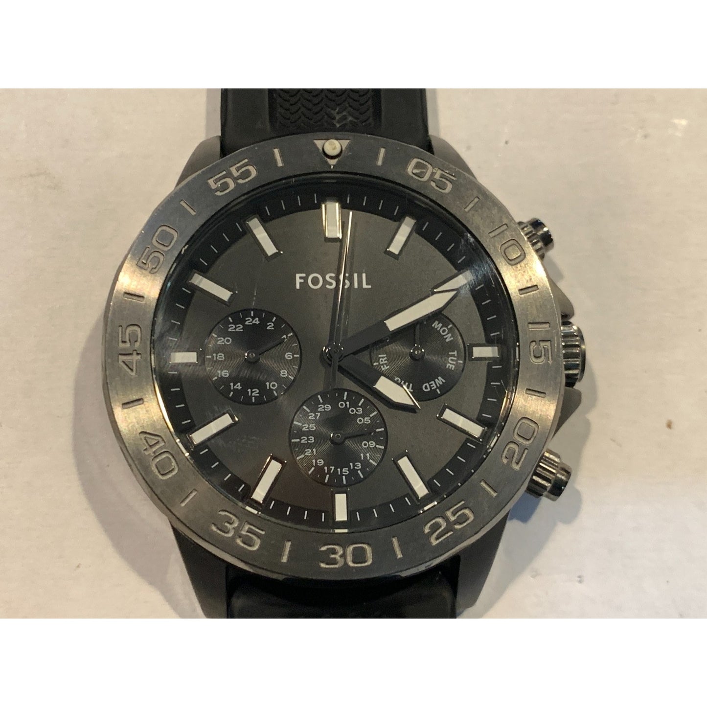 Fossil Bannon BQ2711 Men's Multifunction Gunmetal Black Silicone Watch