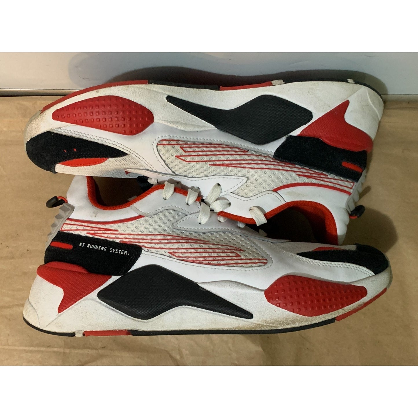 Mens Puma RS-X Cyber White/High Risk Red/Black Running Shoes 374331 01 Size 10
