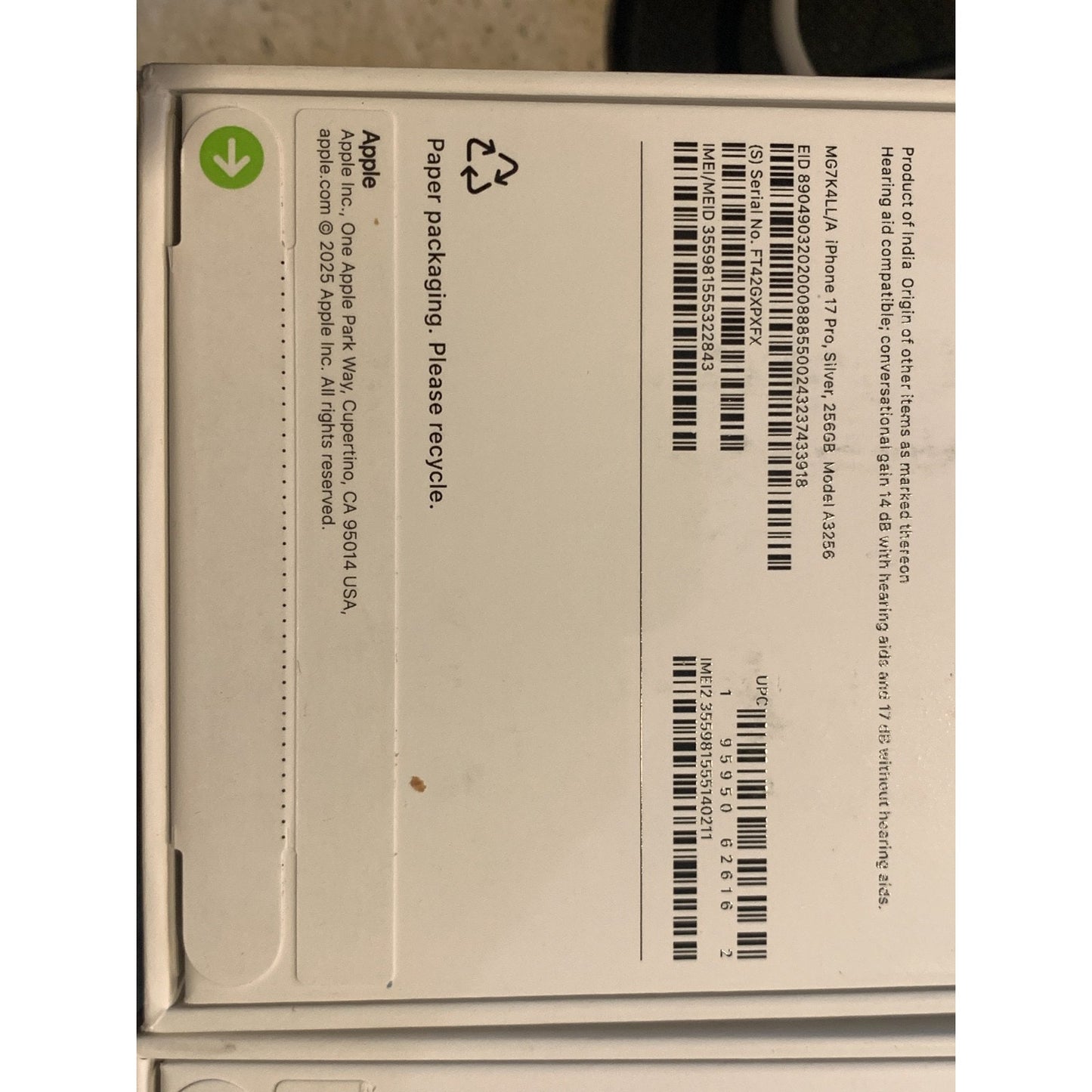 Apple iPhone 17 Pro 256 GB Silver Unlocked