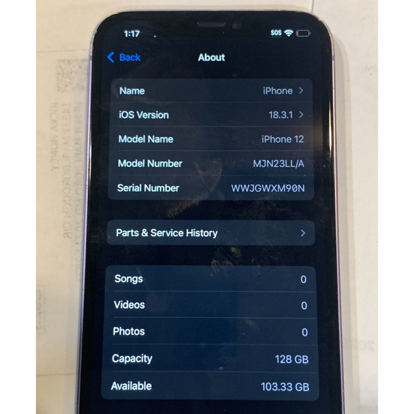 Apple iPhone 12 128GB Unlocked Purple (Back Cracked/ Screen replaced!)