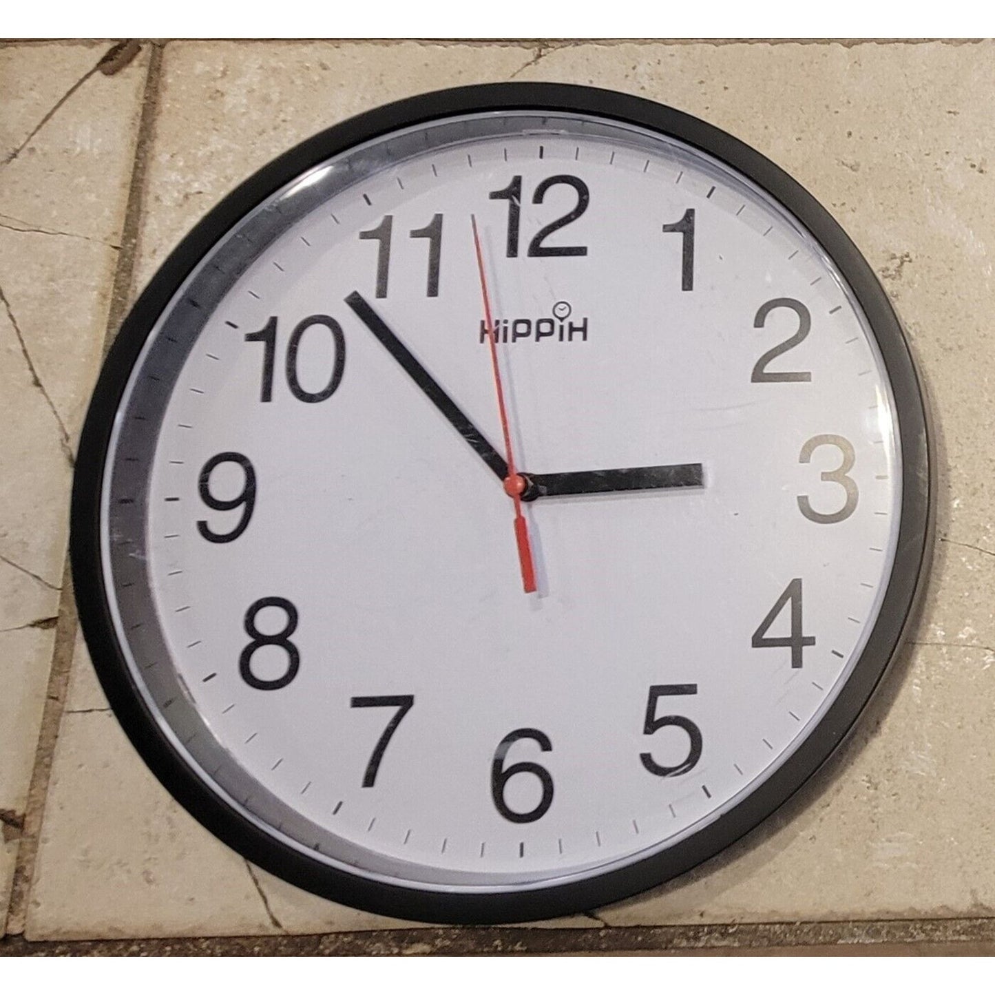 HIPPIH Clock Black Wall Clock Silent Non Ticking Quality Quartz - 10 Inch Round