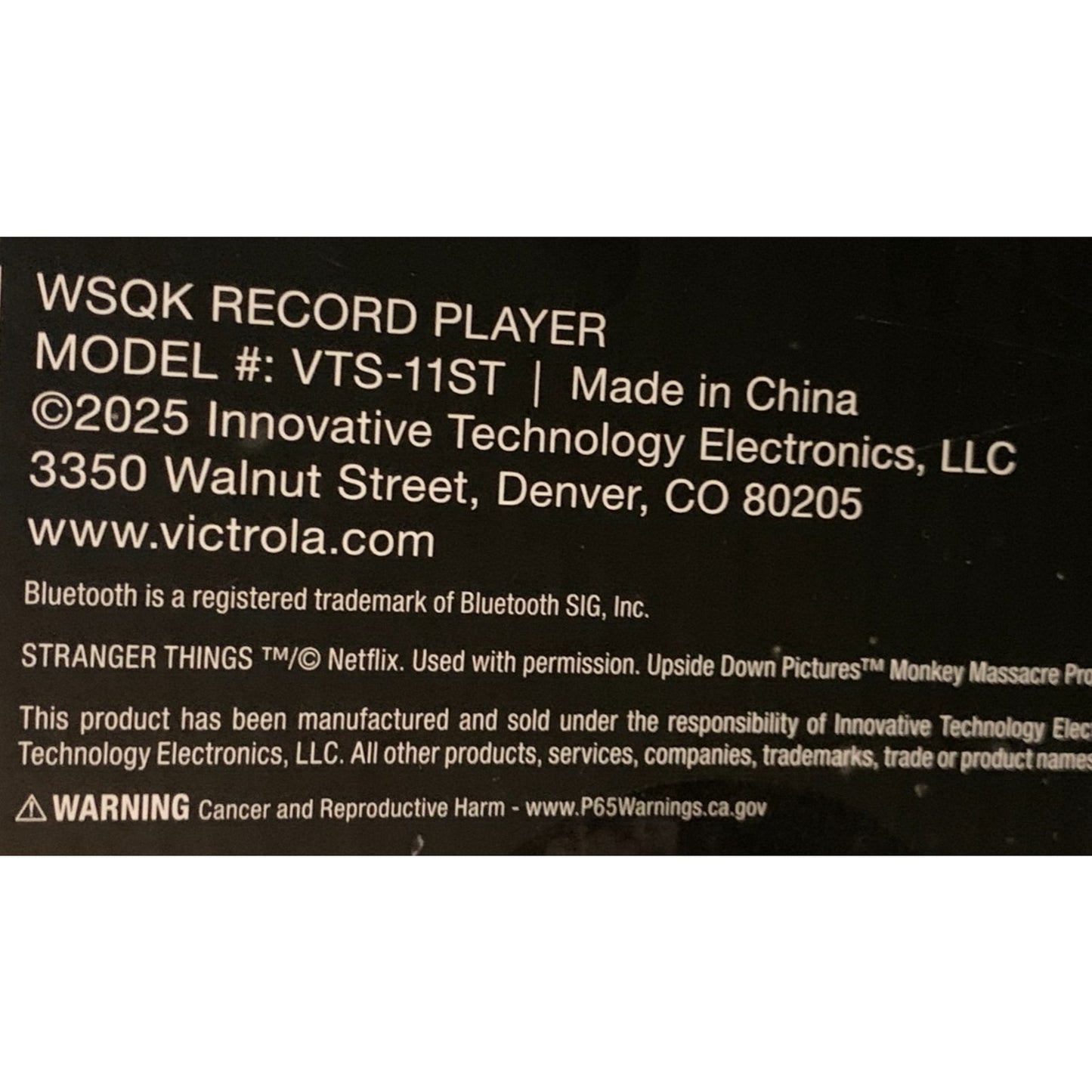 STRANGER THINGS Victrola WSQK Record Player With Speakers Bluetooth NEW SEALED