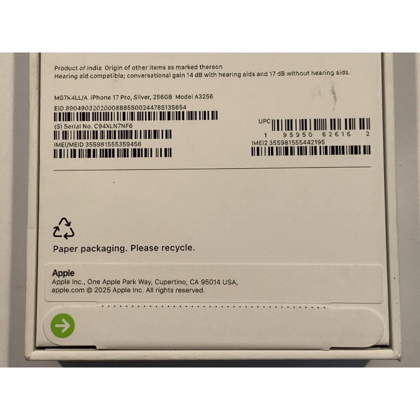 Apple iPhone 17 Pro 256 GB Silver Unlocked