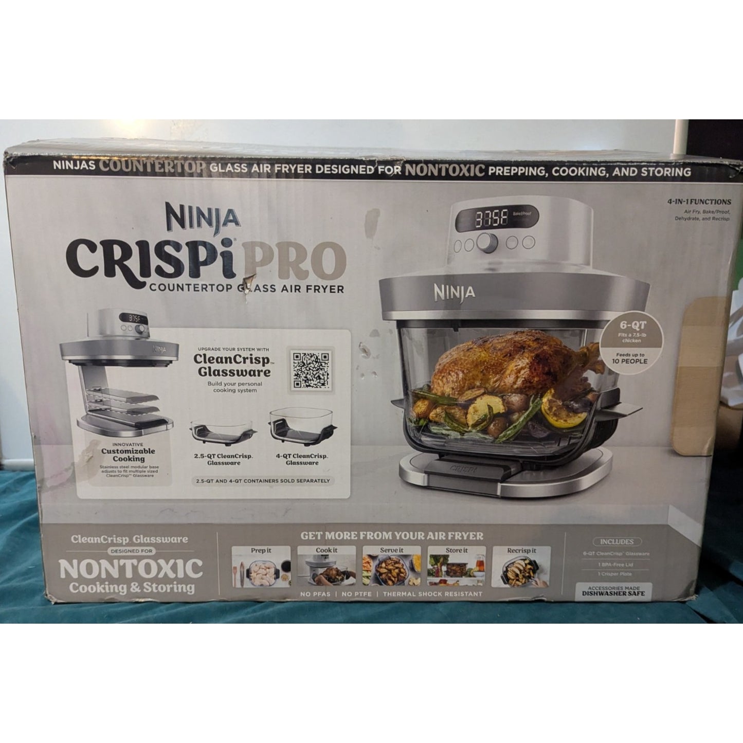 Ninja Crispi Pro Glass Air Fryer 6 qt 4-in-1 AS100WH